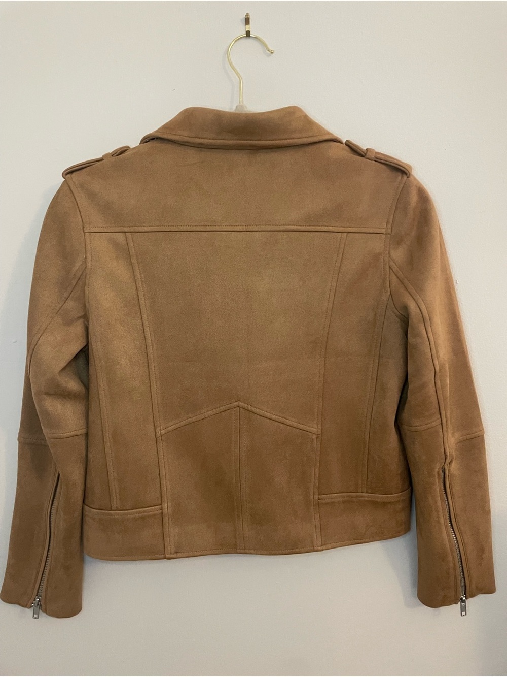 Suede Biker Jacket in Tan - Women's - Picture 2 of 4